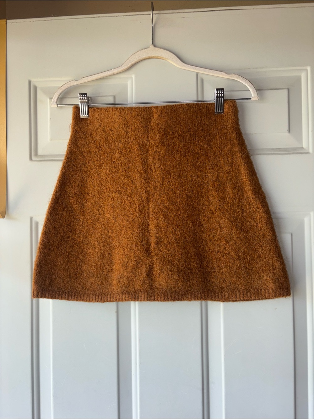 Monoprix brown fuzzy A-line skirt size XS